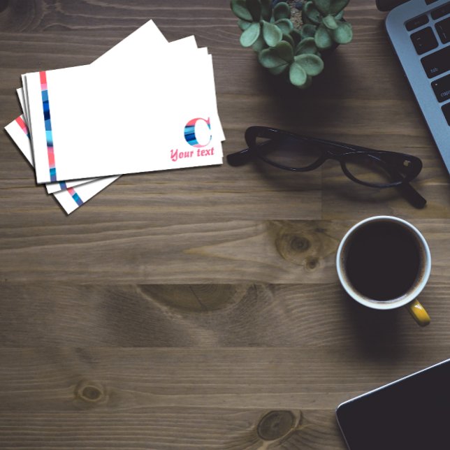 Bloco De Notas Notas da letra C do coral azul monograma (Criador carregado)