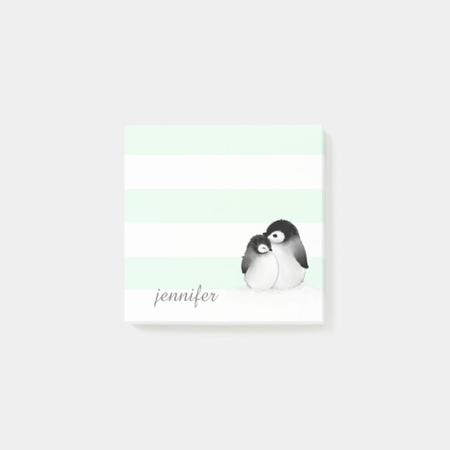 Bloco De Notas Notas da Mensagem Pinguins Striped Pós-it® (Frente)