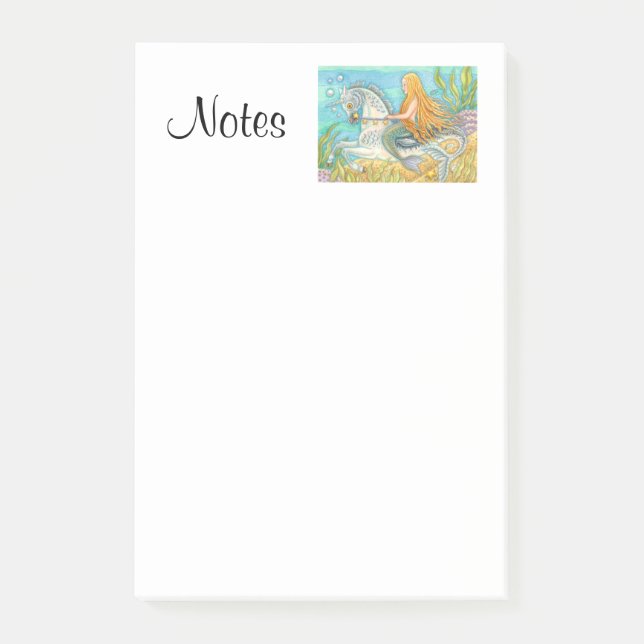 Bloco De Notas Notas da MERMAID GIRL & UNICORN MERHORSE 3M pós-it (Frente)