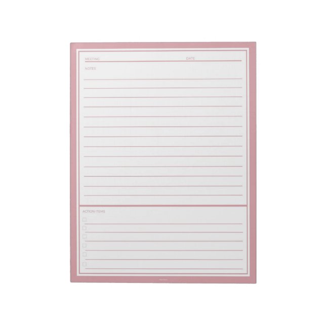 Bloco De Notas Notas da Reunião Blush (Invertido)