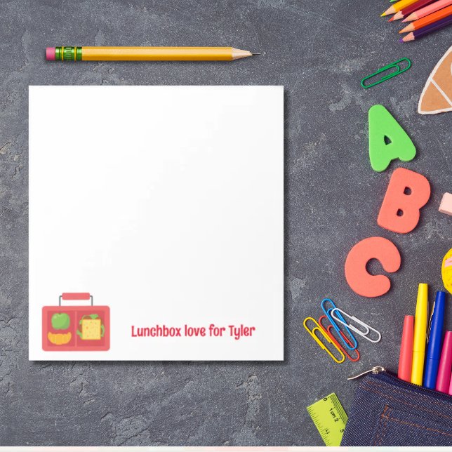 Bloco De Notas Notas de amor personalizadas do Lunchbox de volta  (Personalized lunchbox love note for back to school)