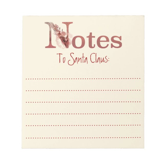 Bloco De Notas Notas de Aquarela para Papai Noel (Frente)