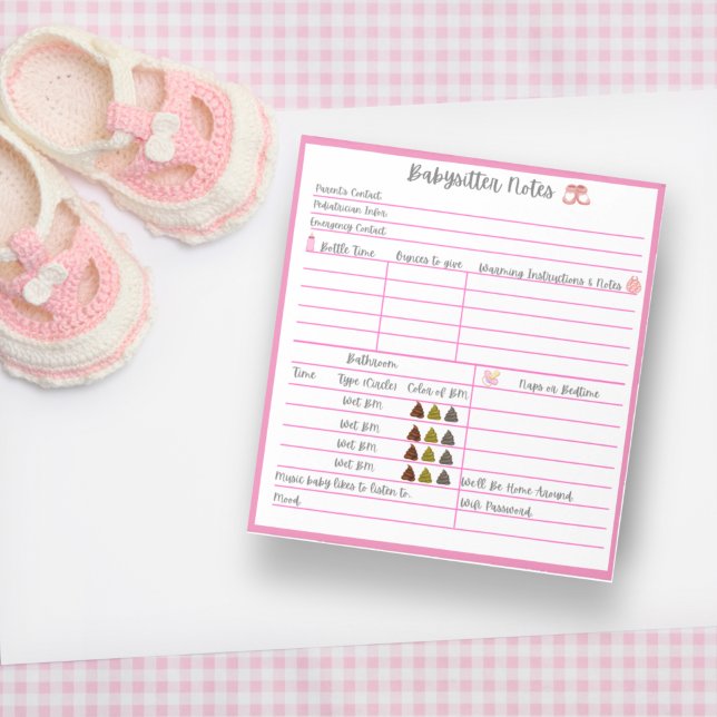 Bloco De Notas Notas de Babá para Bebê Recém-Nascida (Criador carregado)