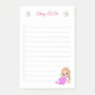Bloco De Notas Notas de Coisas Para Fazer com Fada Fofo e Flores