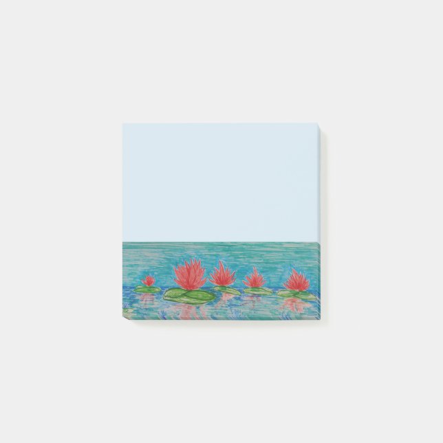 Bloco De Notas Notas de desenho das Flores de Lotus Rosa (Frente)