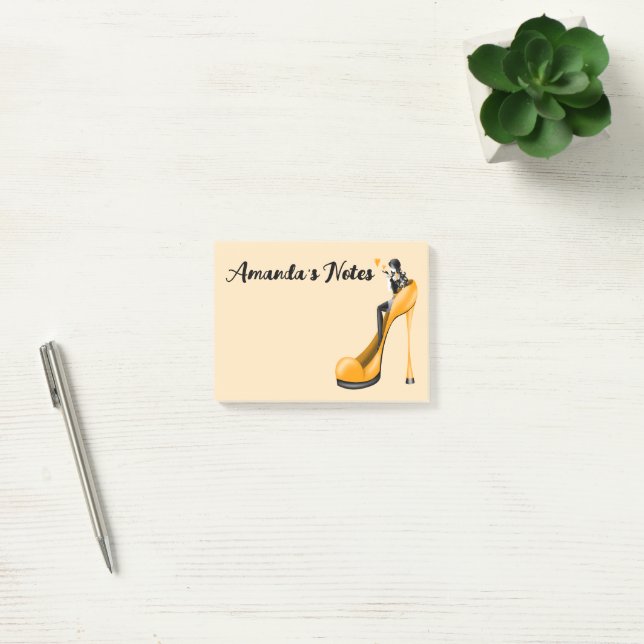 Bloco De Notas Notas de Diva da Moda de Sapato Stiletto Amarelo (Escritótio)