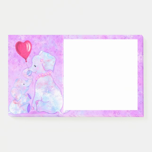 Bloco De Notas Notas de Elefante Mãe e Bebê (Frente)