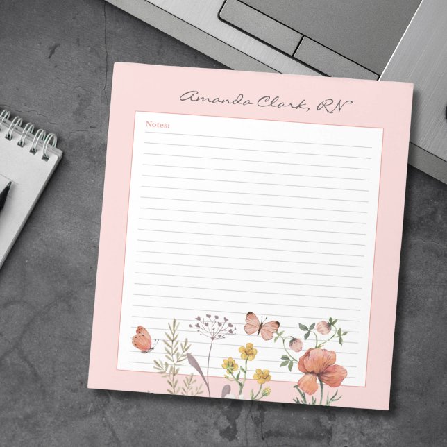 Bloco De Notas Notas de Enfermeira Floral (Criador carregado)