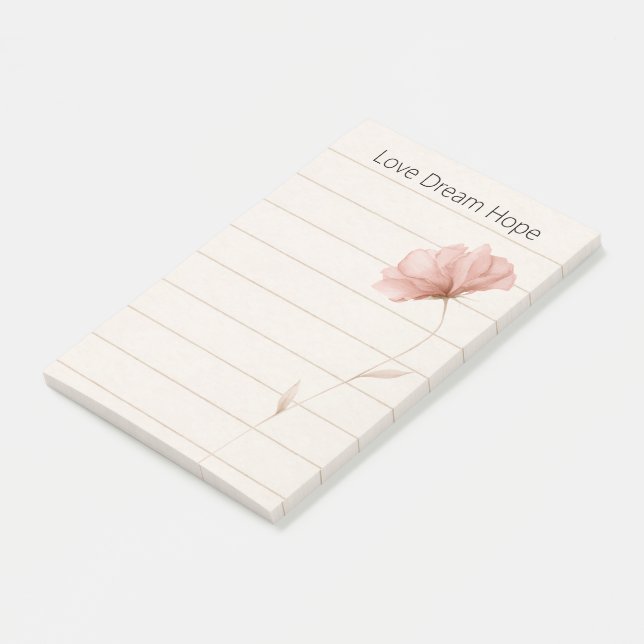 Bloco De Notas Notas de Flor Rosa de Amor Esperança Sonho (Inclinado)