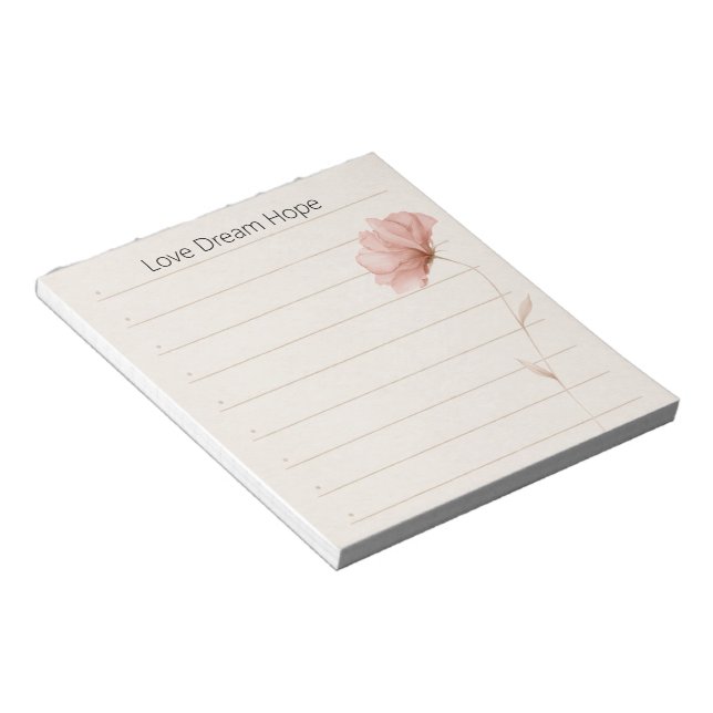 Bloco De Notas Notas de Flor Rosa de Amor Esperança Sonho (Inclinado)