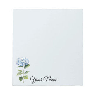 Bloco De Notas Notas de flores azuis personalizadas