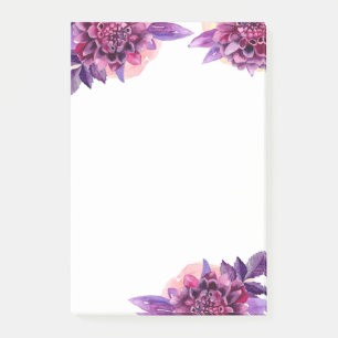 Bloco De Notas Notas de flores roxas. Flor lilac de aquarela