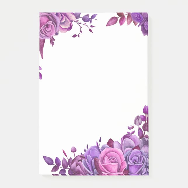 Bloco De Notas Notas de flores roxas. Lilac floral. Botânica (Frente)