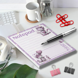 Bloco De Notas Notas de Gatos Roxos Caprichosos Design