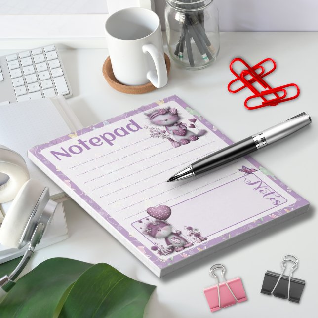 Bloco De Notas Notas de Gatos Roxos Caprichosos Design (Criador carregado)