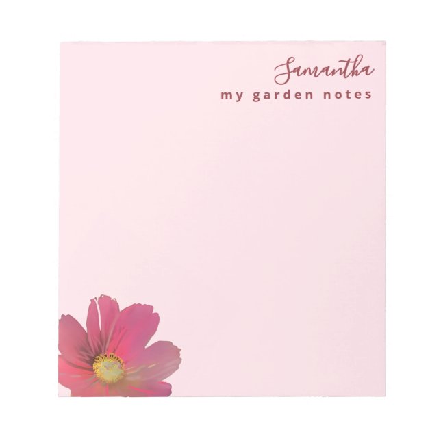 Bloco De Notas Notas de Jardim Personalizadas Rosa Pastel Aquarel (Frente)