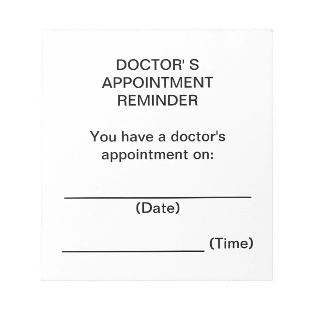 Bloco De Notas Notas de Lembrete de Consulta Médica (Frente)