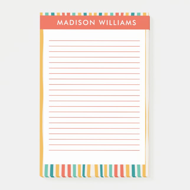Bloco De Notas Notas de Linhas Coloridas (Frente)