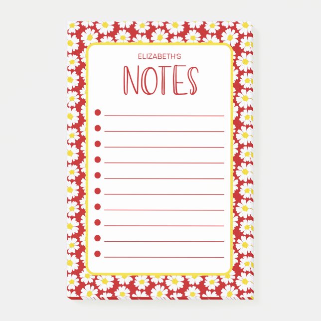 Bloco De Notas Notas de Margaridas Modernas (Frente)