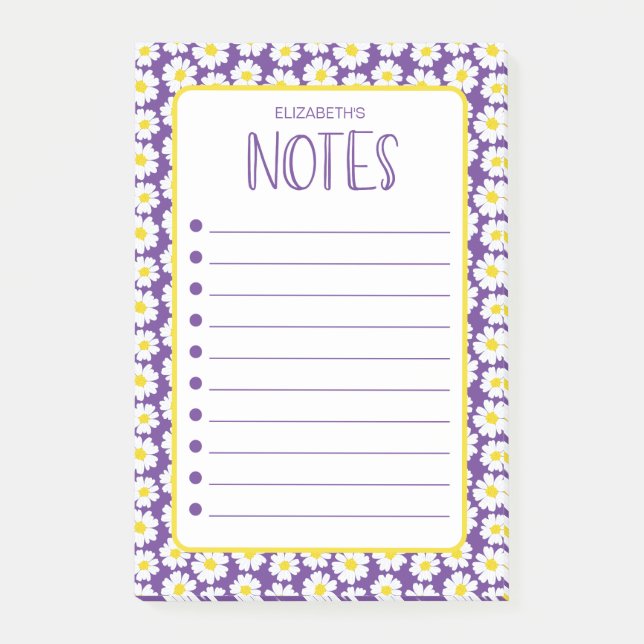 Bloco De Notas Notas de Margaridas Modernas (Frente)