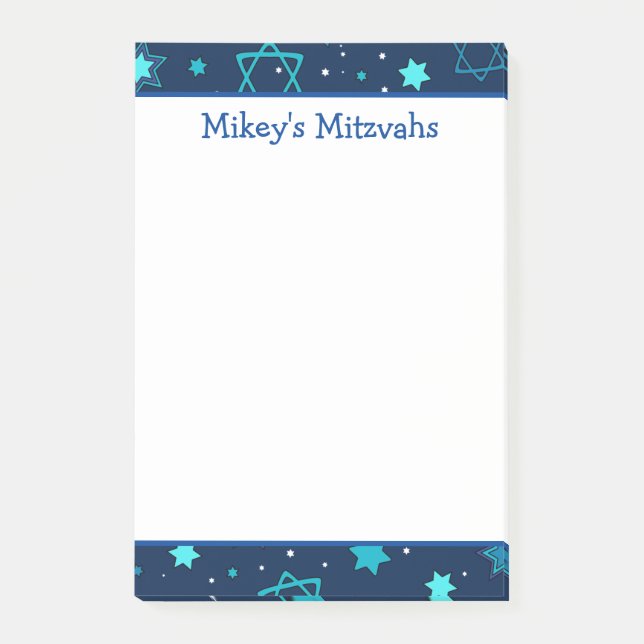 Bloco De Notas Notas de Mitzvah - Estrela Azul de Davi (Frente)