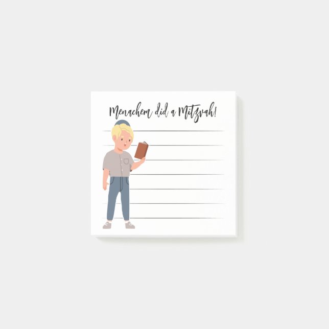 Bloco De Notas Notas de Mitzvah Personalizadas (Frente)