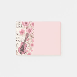 Bloco De Notas Notas de Música e Flores Estilo Retroativo