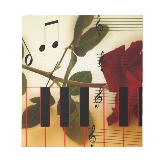 Bloco De Notas Notas de Música Rosa vermelha do teclado Blossom D (Frente)