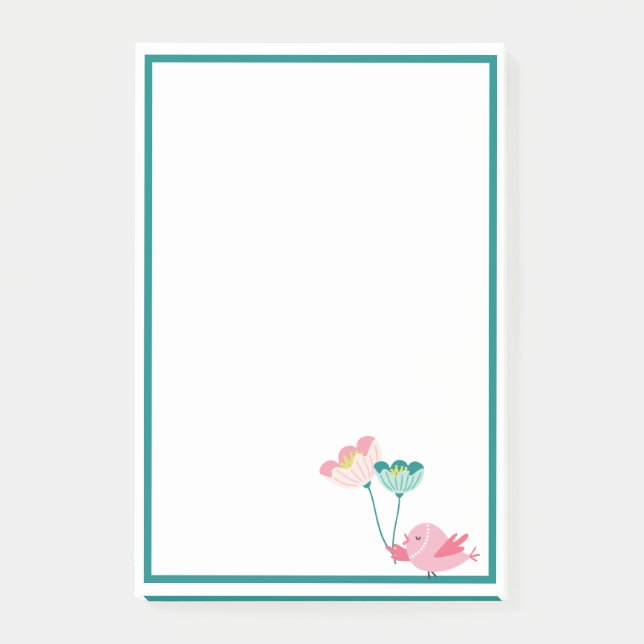 Bloco De Notas Notas de Pássaros e Flores (Frente)