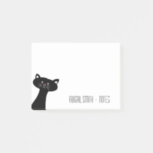 Bloco De Notas Notas de Pós-it Personalizado de Gato Preto Canto