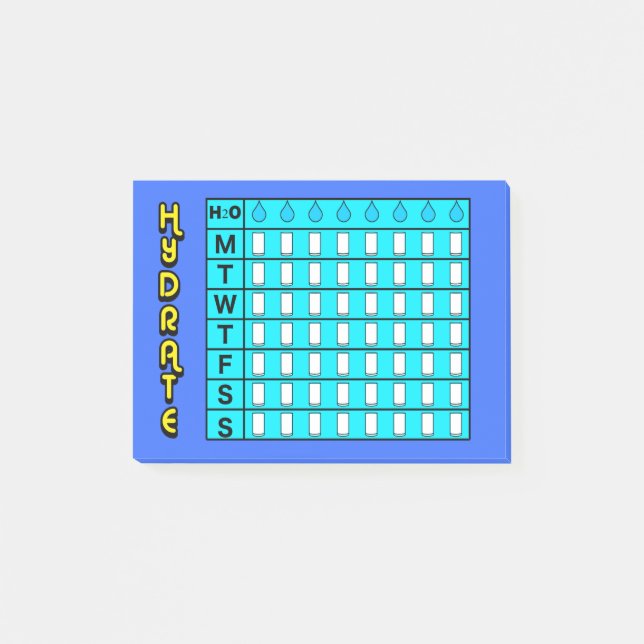 Bloco De Notas Notas de post-it da carta da hidratação (Frente)