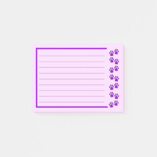 Bloco De Notas Notas de post-it roxas do impressão da pata