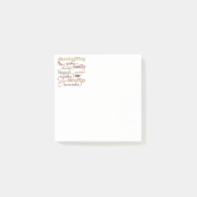 Bloco De Notas Notas de Posta de Ação de Graças (Frente)