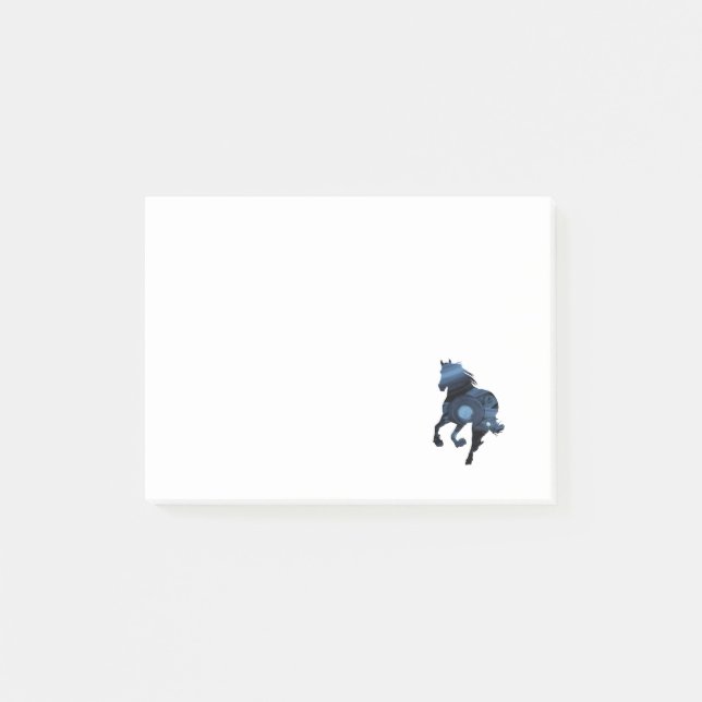 Bloco De Notas Notas de Poste de cavalo azul (Frente)