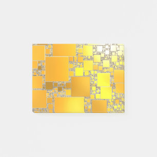 Bloco De Notas Notas de Posto amarelo e laranja ao quadrado