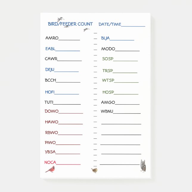 Bloco De Notas Notas de Posto das aves de alimentação pré-impress (Frente)