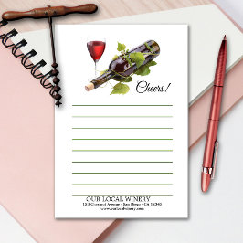 Bloco De Notas Notas de Posto das máquinas de vinhas de vinho tin