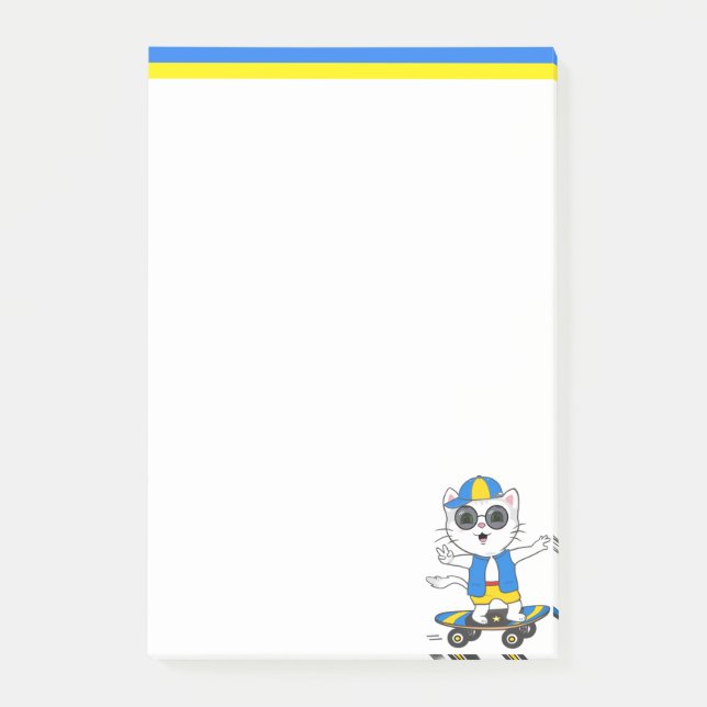 Bloco De Notas Notas de Posto de Cat Skater (Frente)