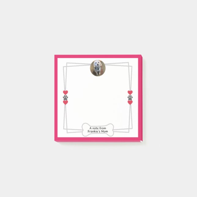 Bloco De Notas Notas de Posto de Fotografias de Cães com Peças e  (Frente)