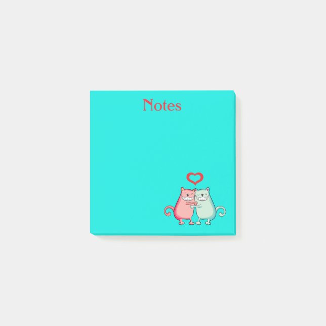Bloco De Notas Notas de Posto de Gatos no Amor (Frente)