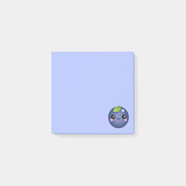 Bloco De Notas Notas de Posto de Kawaii Blueberry (Frente)