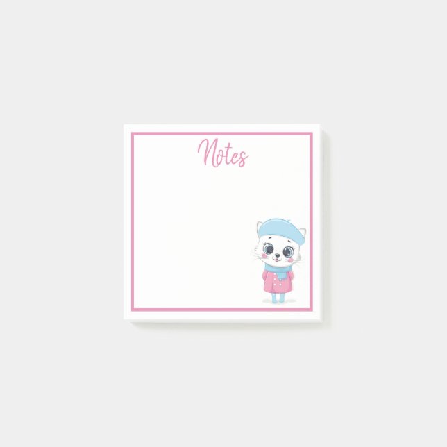 Bloco De Notas Notas de Posto de Kitten White Winter (Frente)