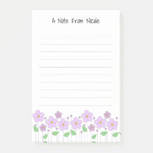 Bloco De Notas Notas de Posto de Papel Ligado às Flores Lilás