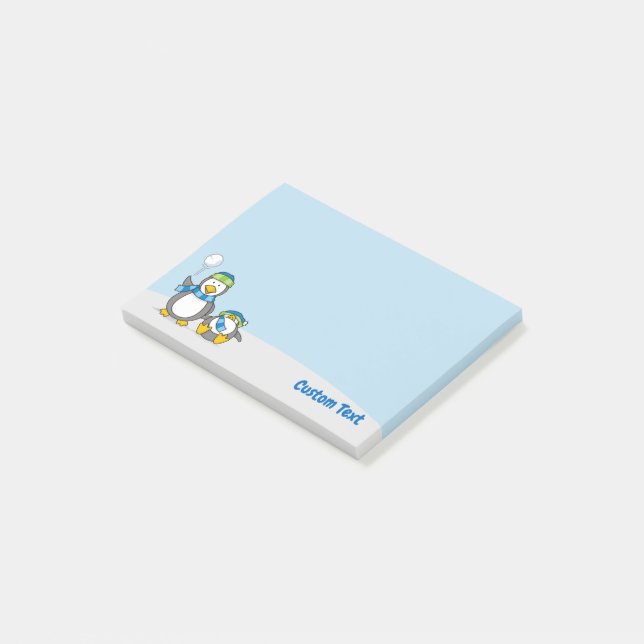 Bloco De Notas Notas de Posto de Pinguins em Neve (Inclinado)