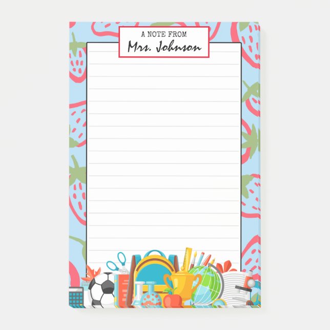 Bloco De Notas Notas de Posto de Professores Cute Personalizados  (Frente)