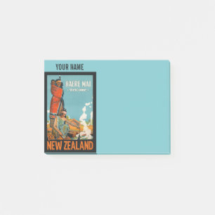 Bloco De Notas Notas de Posto de viagens vintage da Nova Zelândia