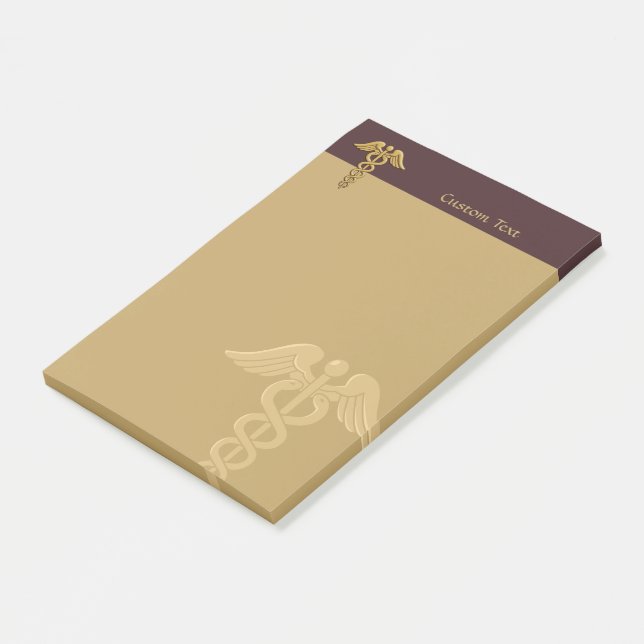 Bloco De Notas Notas de Posto do Caduceus de Cobra Duplo ouro (Inclinado)
