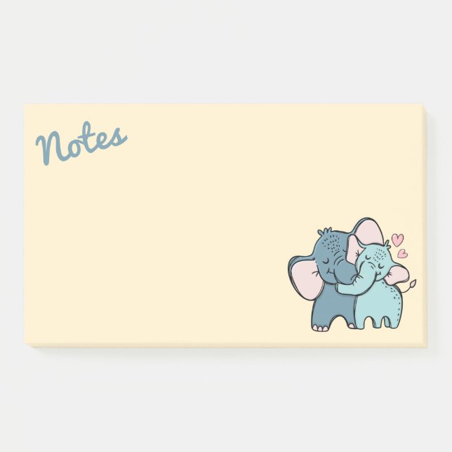 Bloco De Notas Notas de Posto do Elefante Love (Frente)