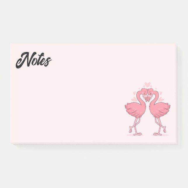 Bloco De Notas Notas de Posto do Flamingo Love (Frente)