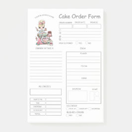 Bloco De Notas Notas de Posto do Formulário de Pedido de Bolo de 